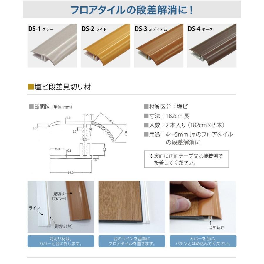 段差見切り材 4mm厚 5mm厚 フロアタイル用 長さ1 m 販売単位 1ケース 2本入 全4色 副資材 塩ビ Dekorika Ds1 カベコレ Yahoo 店 通販 Yahoo ショッピング