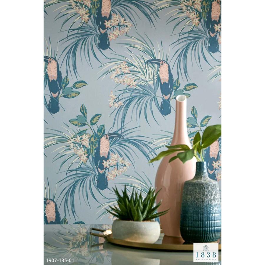 輸入壁紙 クロス テシード イギリス製 植物 鳥 オウム ボタニカル 1838 WALLCOVERINGS (52cm×10m) 1907-135-01 ［1ロール単位］｜kabecolle｜08