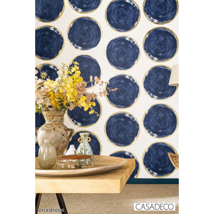 輸入壁紙 フランス製 円 水玉 水彩 アクセントクロス Casadeco 53cm 10m ロール Idyl 布 クロス Diy リフォーム 1ロール単位 Tecdidyl カベコレ Yahoo 店 通販 Yahoo ショッピング