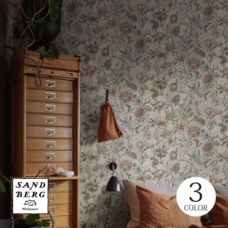 輸入壁紙 ロール売り スウェーデン 花柄 フラワー シック 植物 ゴシック調 のりなし輸入壁紙 Sandberg 53cm 10m ロール 1ロール単位 Tesb244 18 カベコレ Yahoo 店 通販 Yahoo ショッピング