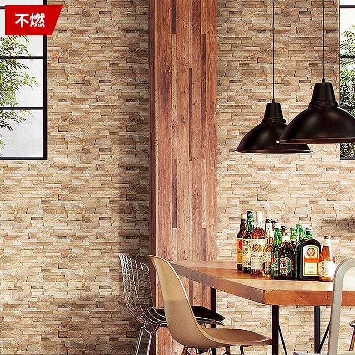 壁紙 のりなし クロス 国産壁紙 ベージュ 石目調 ストーン レンガ ブロック 不燃 ロングセラー サンゲツ Fe Diyリフォームのお店 かべがみ道場 通販 Paypayモール