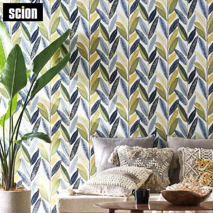 壁紙 のりなし クロス 国産壁紙 イエロー グリーン ブルー 草木 ボタニカル Scion サイオン Scion 白 サンゲツ Fe Diyリフォームのお店 かべがみ道場 通販 Paypayモール