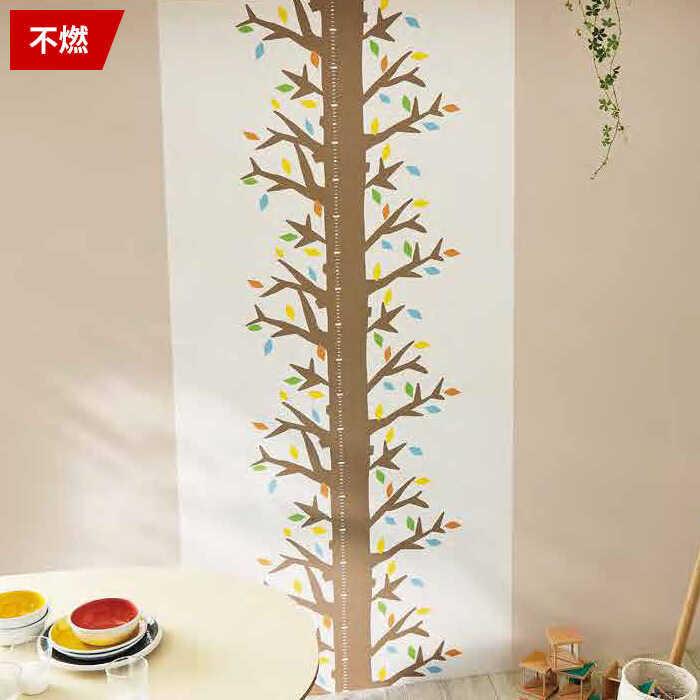 壁紙 のりなし クロス 国産壁紙 子供部屋 キッズルーム 防汚 不燃 抗菌 防カビ 木のイラスト かわいい 身長計 目盛り付き クロス サンゲツ Re Diyリフォームのお店 かべがみ道場 通販 Paypayモール