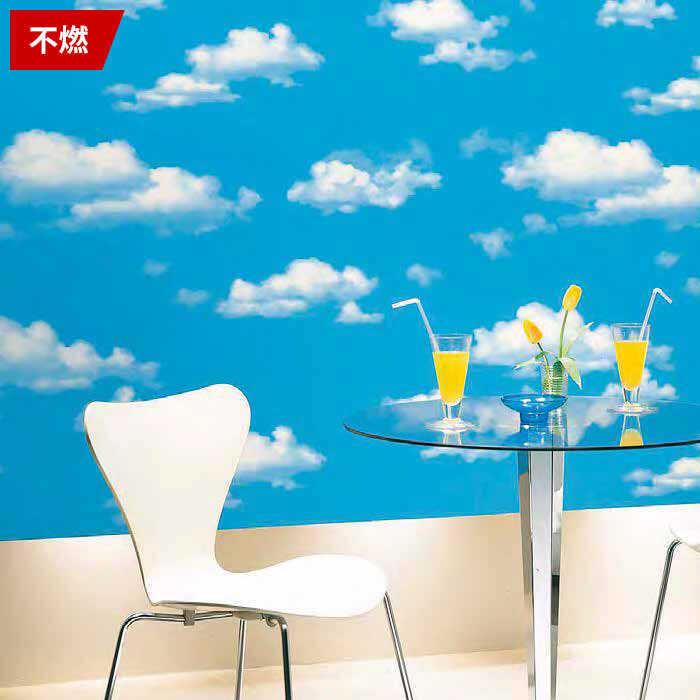 壁紙 のりなし クロス 国産壁紙 子供部屋 キッズルーム 表面強化 不燃 防カビ 青 水色 空 青空 雲 横使い サンゲツ Re Diyリフォームのお店 かべがみ道場 通販 Paypayモール