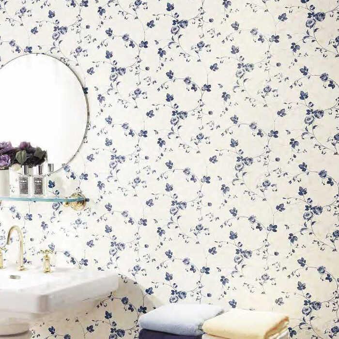 壁紙 のりなし クロス 国産壁紙 ホワイト ブルー 洗面所 花柄 フラワー 防カビ 白 大人女子 大人かわいい サンゲツ Re K Nnsa Re Diyリフォームのお店 かべがみ道場 通販 Yahoo ショッピング