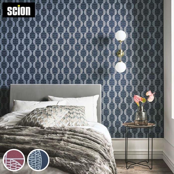 壁紙 のり付き のりつき クロス 国産壁紙 ワインレッド ネイビー 幾何学模様 パターン柄 モダン Scion サイオン Scion おしゃれ サンゲツ Fe Fe Diyリフォームのお店 かべがみ道場 通販 Paypayモール