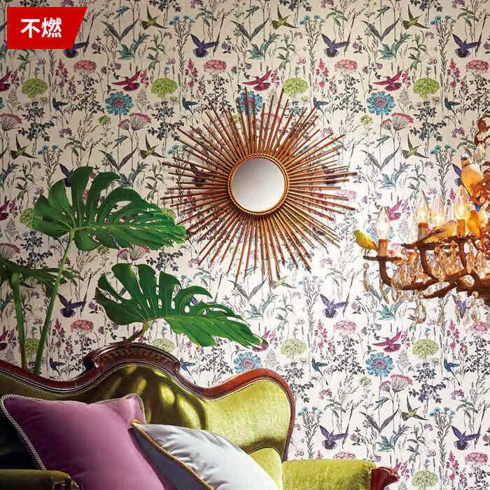 壁紙 のり付き のりつき クロス 国産壁紙 花柄 フラワー 不燃 防カビ フェミニン エレガンス 鳥 とり 大人女子 サンゲツ Re K Ntsa Re Diyリフォームのお店 かべがみ道場 通販 Yahoo ショッピング