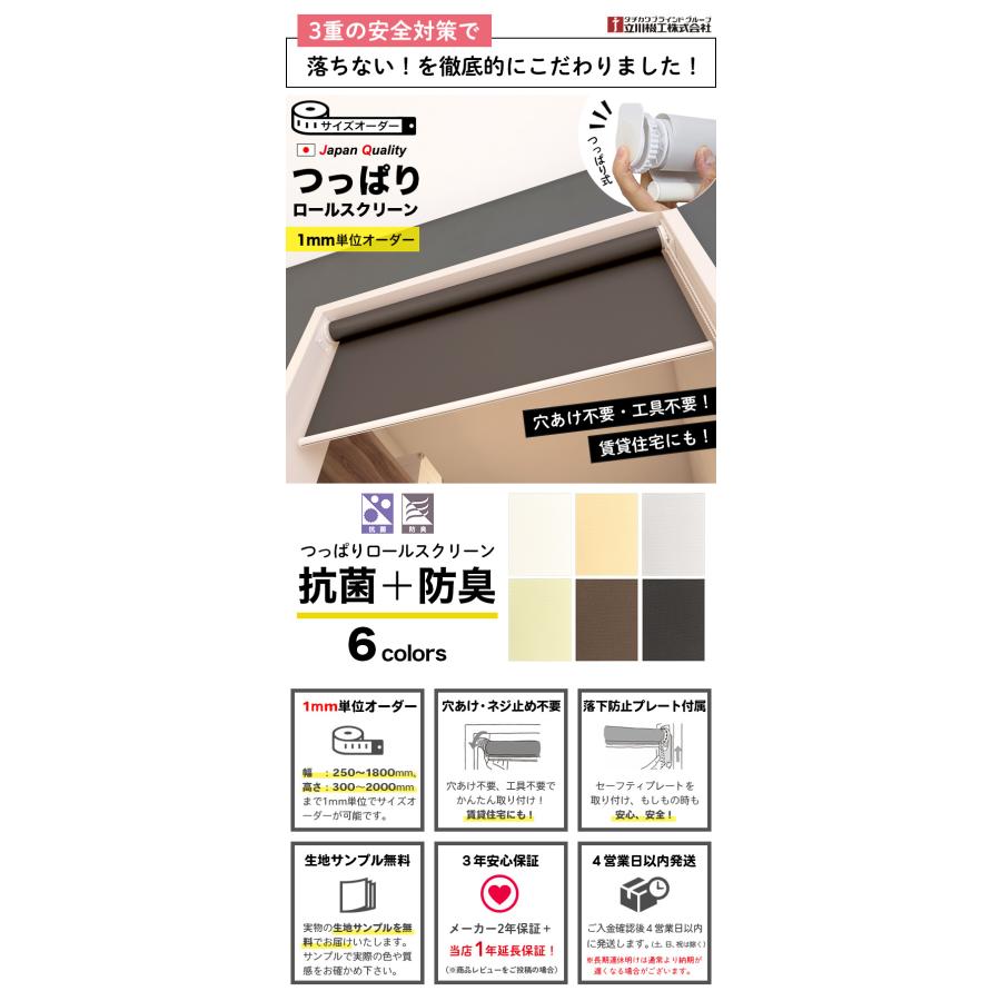 立川機工 ロールスクリーン つっぱり 抗菌 防臭 ロールカーテン