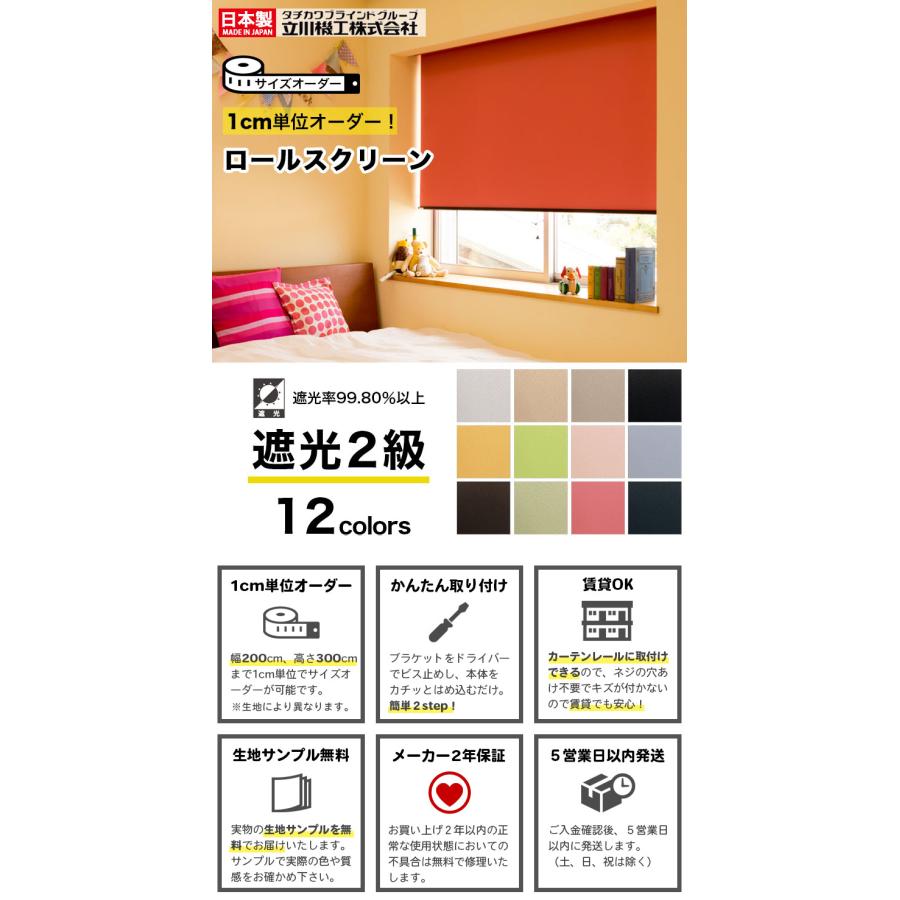 立川機工 ロールスクリーン オーダー 遮光 2級 ロールカーテン 非採光