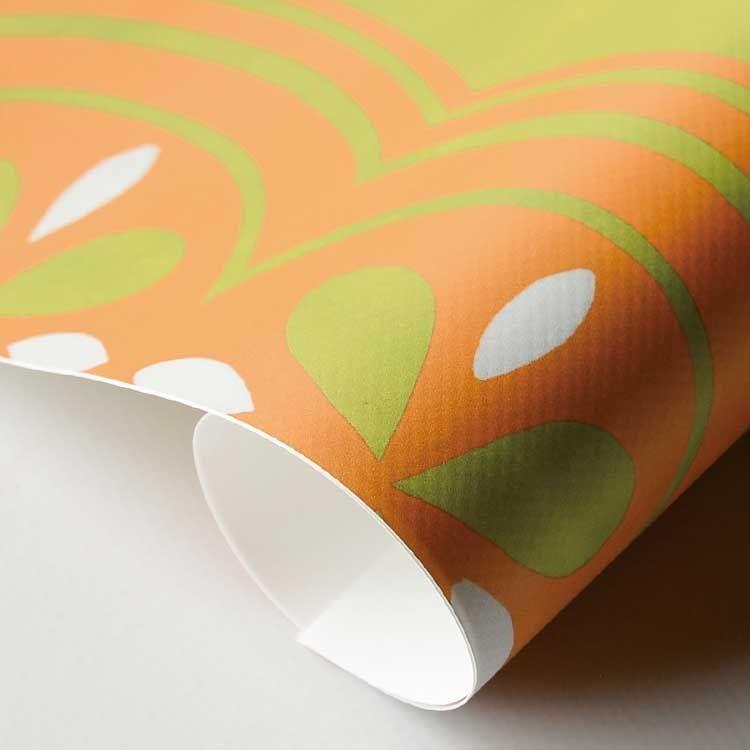 壁紙 貼って はがせる リメイクシート ハッテミー 復刻 ヴィンテージ レトロ Fkvt E5 イエローグリーン オレンジ 65cm 1m 壁紙屋本舗 Paypayモール店 通販 Paypayモール