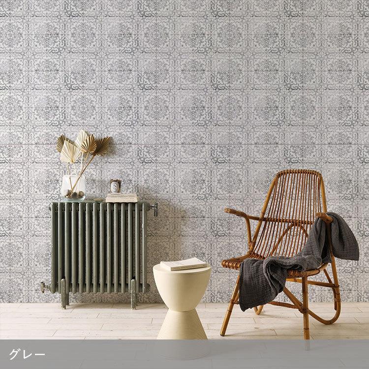 壁紙シール ナチュラル アンティーク タイル 絵付け はがせる 粘着シート ハッテミー スクエア 約42cm×42cm×6枚セット ウォールステッカー | 壁紙屋本舗 | 13