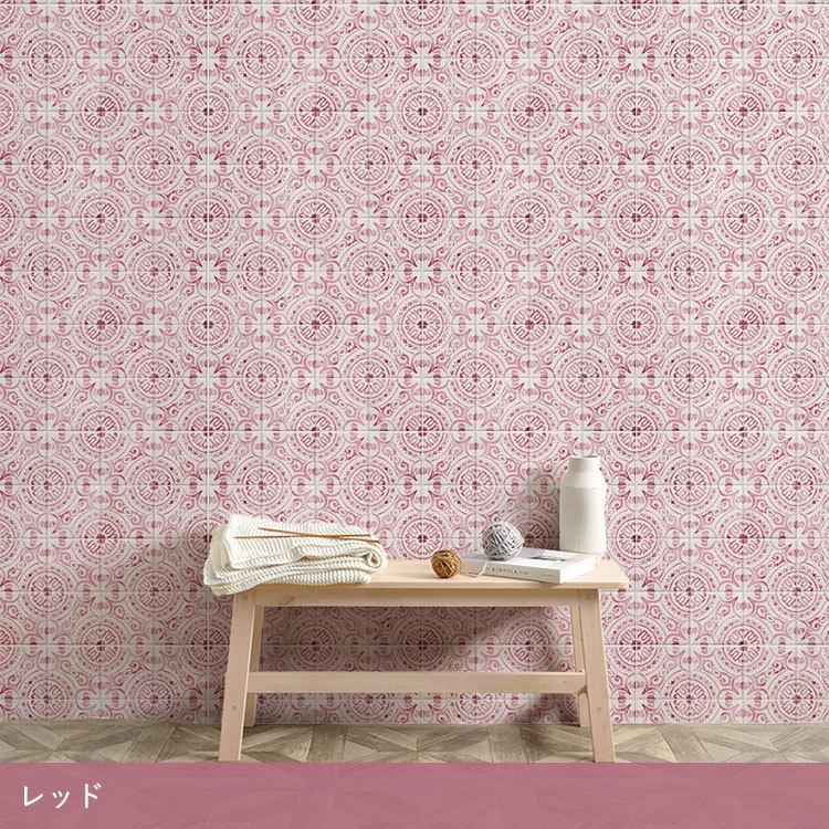 壁紙シール ナチュラル アンティーク タイル 絵付け はがせる 粘着シート ハッテミー スクエア 約42cm×42cm×6枚セット ウォールステッカー | 壁紙屋本舗 | 15