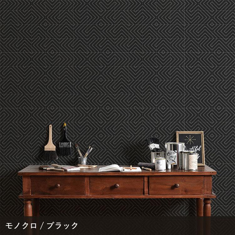 壁紙シール タイル柄 ヴィンテージ 幾何学 デザイン モノトーン ブルー はがせる 粘着シート ハッテミー スクエア 約42cm×42cm×6枚セット ウォールステッカー | 壁紙屋本舗 | 20
