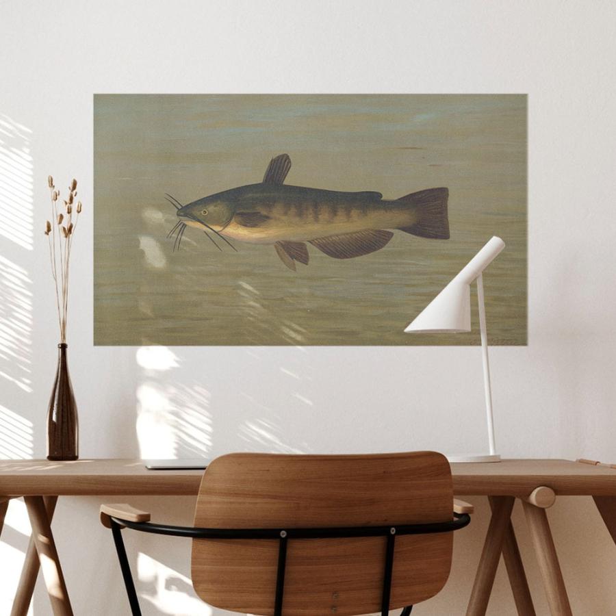 水だけで貼れる はがせる アートポスター イラスト 魚 さかな Lサイズ 90x52cm 賃貸OK Hattan Art Poster ハッタンアートポスター フレームなし HP-00101｜kabegamiya-honpo｜02