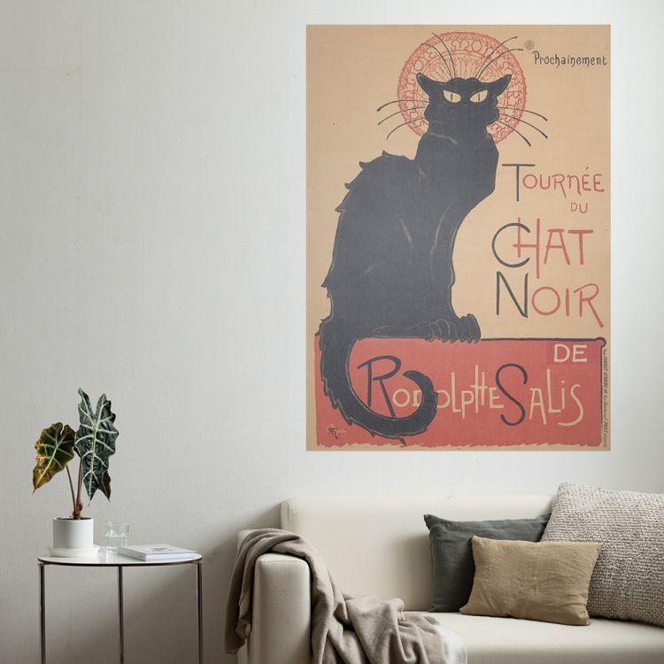 水だけで貼れる はがせる アートポスター スタンラン 猫 黒猫 絵画 Llサイズ 90x126cm 賃貸ok Hattan Art Poster ハッタン フレームなし Hp 壁紙屋本舗 Paypayモール店 通販 Paypayモール