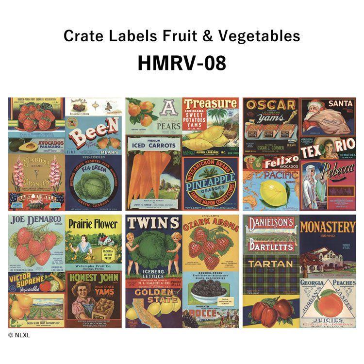 壁紙 はがせる パッチワーク壁紙  Hattan NLXL Crate labels 約45cm×45cm×6枚 再湿タイプ クレート缶 アメリカンビンテージ パッケージ コラージュ | 壁紙屋本舗 | 11