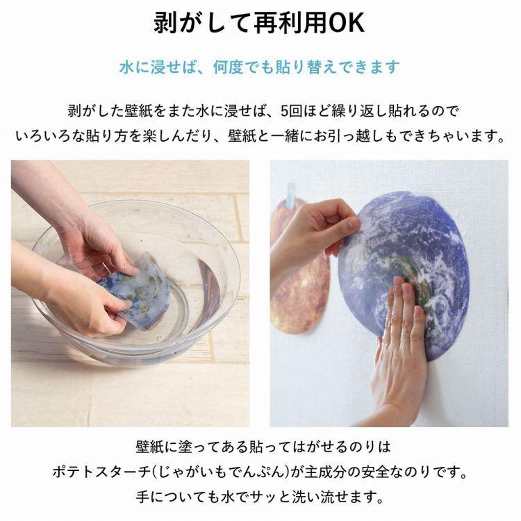 はがせる ステッカー 惑星 宇宙 壁紙 セット Hattan Planet ハッタン プラネット 惑星 9柄 1セット 再湿タイプ | 壁紙屋本舗 | 06
