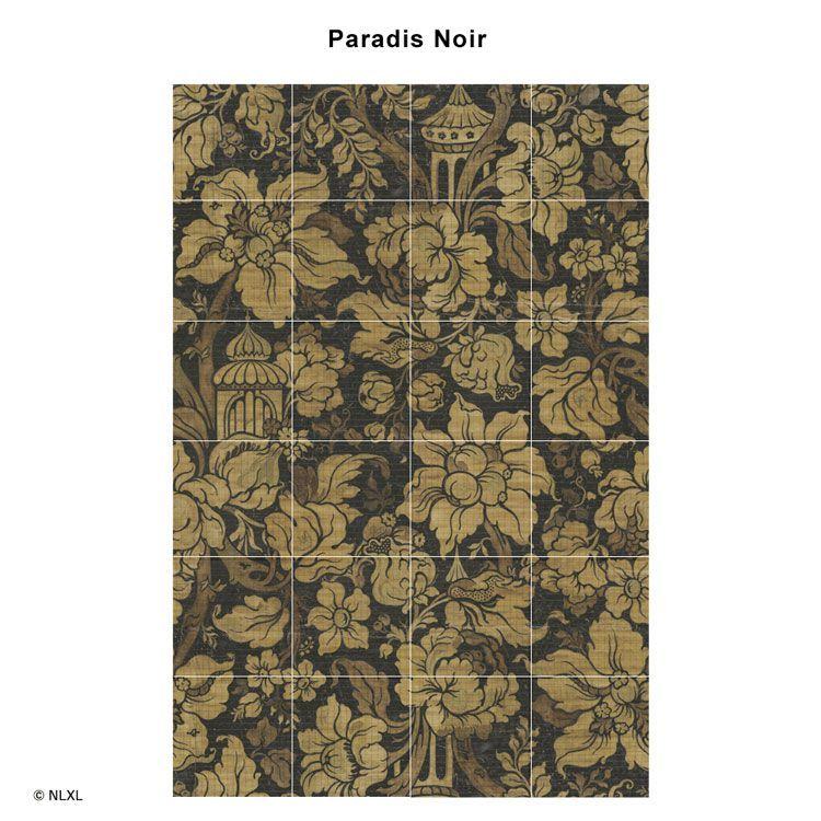壁紙 はがせる パッチワーク壁紙  Hattan NLXL Paradis Noir HRMRV-01 24枚フルセット ビンテージ 花柄 茶色 ブラウン 再湿タイプ | 壁紙屋本舗 | 08
