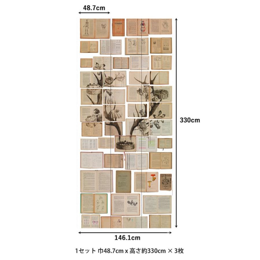 はがせる 輸入壁紙 BIBLIOTECA WALLPAPER BY EKATERINA PANIKANOVA  1セット(巾48.7cm x 高さ約330cm× 3枚) 古本 洋書 アンティーク | 壁紙屋本舗 | 09