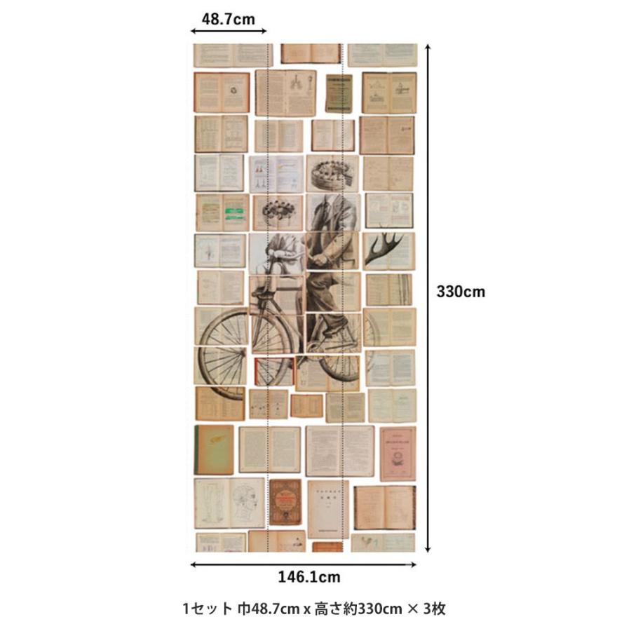 はがせる 輸入壁紙 BIBLIOTECA WALLPAPER BY EKATERINA PANIKANOVA  1セット(巾48.7cm x 高さ約330cm× 3枚) 古本 洋書 アンティーク | 壁紙屋本舗 | 11