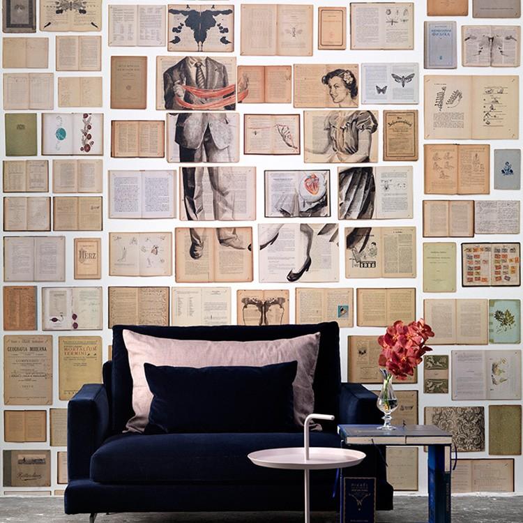 はがせる 輸入壁紙 BIBLIOTECA WALLPAPER BY EKATERINA PANIKANOVA  1セット(巾48.7cm x 高さ約330cm× 3枚) 古本 洋書 アンティーク | 壁紙屋本舗 | 12
