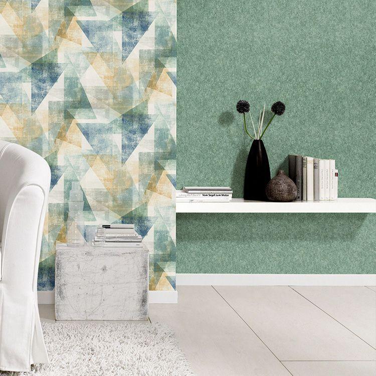 貼ってはがせる 輸入壁紙 Rasch M 切売 無地 塗り壁調 グリーン 壁紙屋本舗 Paypayモール店 通販 Paypayモール