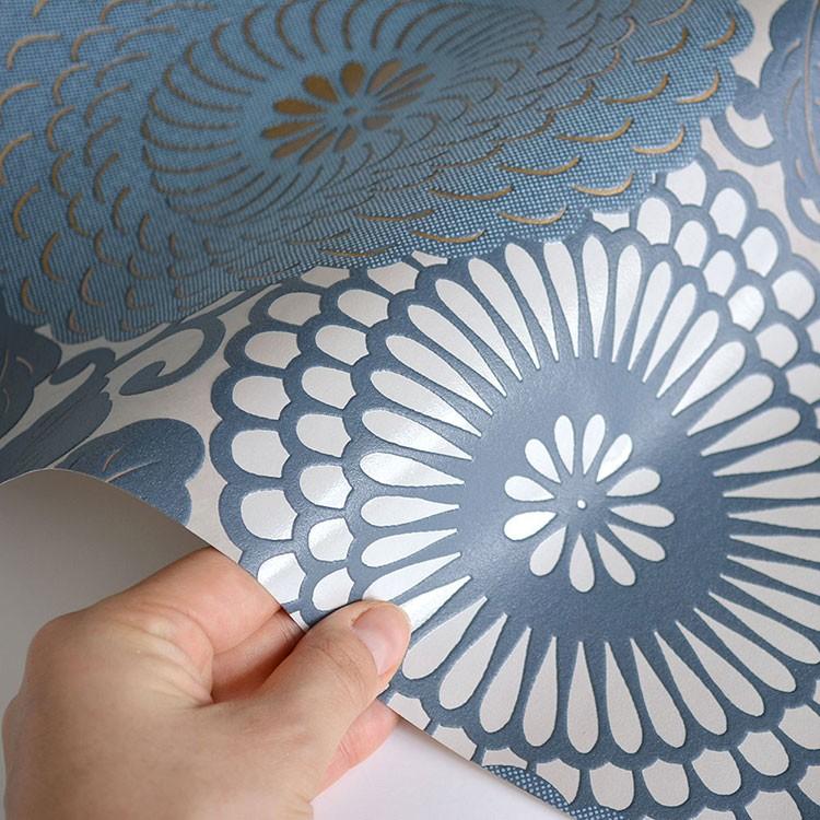 切売 壁紙 輸入壁紙 Rasch Selection 和風 和柄 ジャパネスク 植物 花 グレー ブルーグレー 壁紙屋本舗 Paypayモール店 通販 Paypayモール