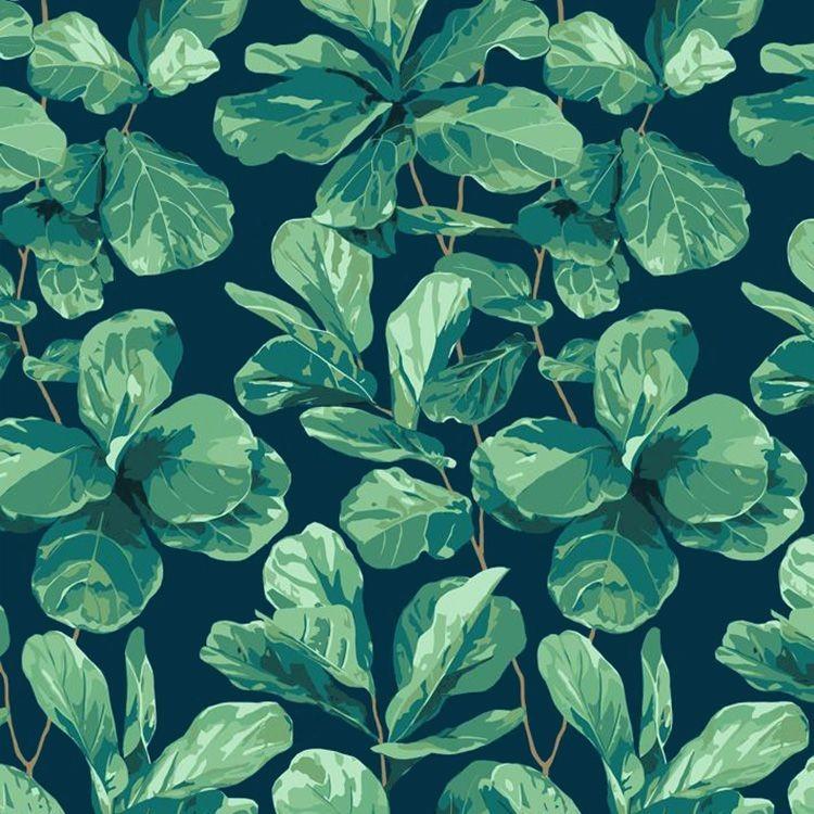貼ってはがせる シール 壁紙 リメイクシート wallshoppe(ウォールショップ) / Fiddle Fig-Indigo | 壁紙屋本舗 | 01