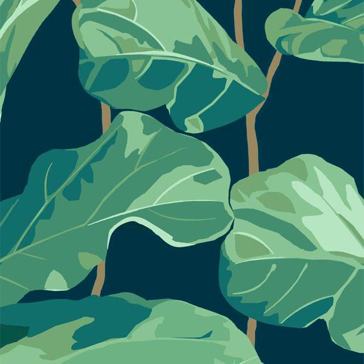 貼ってはがせる シール 壁紙 リメイクシート wallshoppe(ウォールショップ) / Fiddle Fig-Indigo | 壁紙屋本舗 | 02