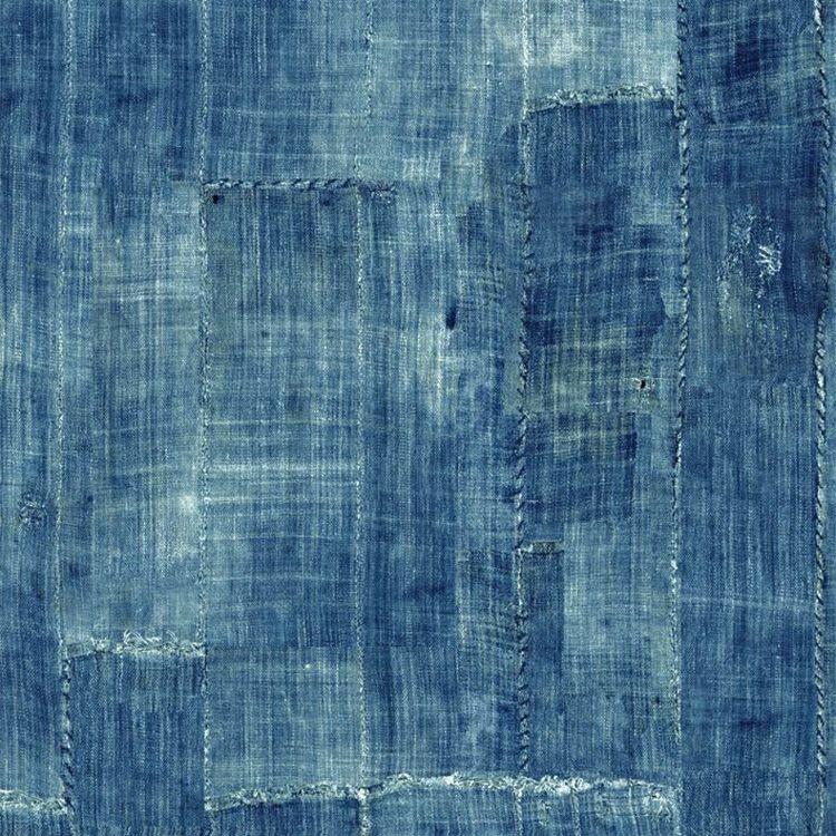 貼ってはがせる シール 壁紙 リメイクシート wallshoppe(ウォールショップ) / Lafayette Patchwork-Blue | 壁紙屋本舗 | 01