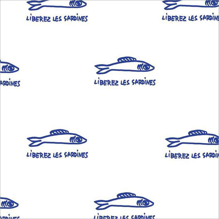 貼ってはがせる シール 壁紙 リメイクシート wallshoppe(ウォールショップ) / Sardines-Blue | 壁紙屋本舗 | 01