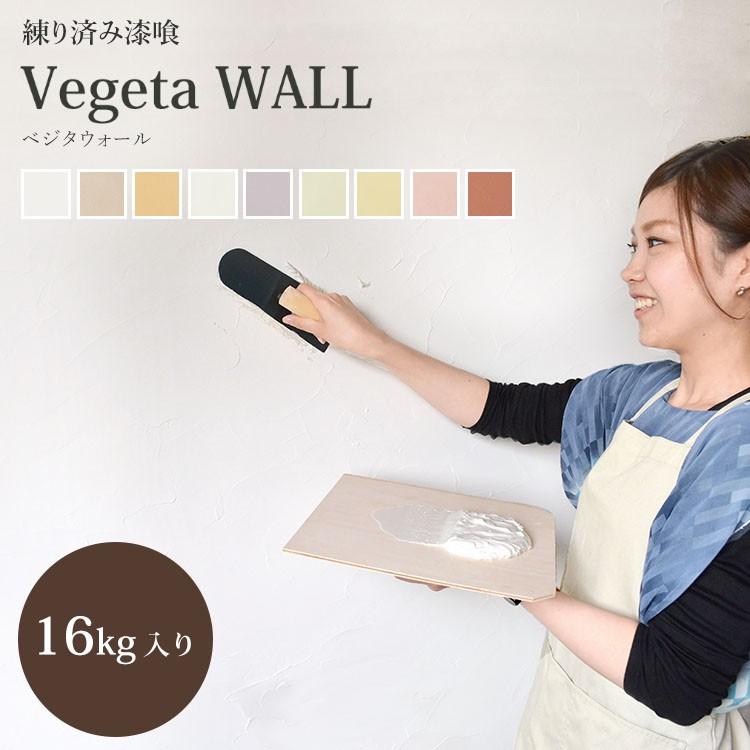 漆喰 しっくい 練済み 塗り壁 ベジタウォール Vegeta WALL 1箱16kg入り 約8.8〜12平米 畳 約6.6枚分
