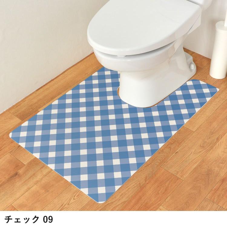 水拭きできるトイレマット ロングタイプ 耳長 ブロックチェック ギンガムチェック 60cm シータン 90cm お得な特別割引価格 Sheetan