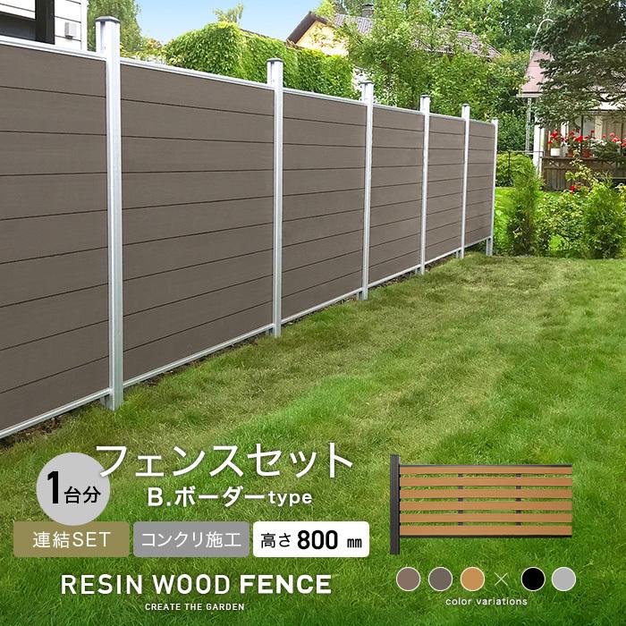 人工木フェンス Resta Resin Wood Fence コンクリート施工 連結セット B ボーダーtype H800mm