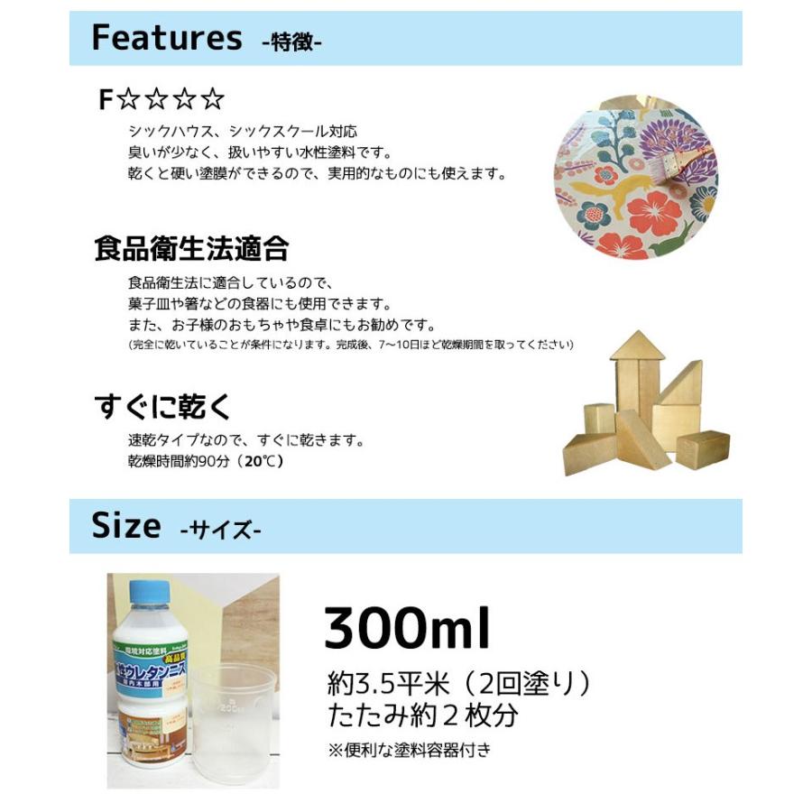 水性ウレタンニス （上塗塗料） 300ml ツヤあり 透明クリヤー つや消し