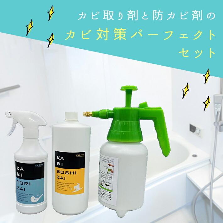 カビ取り剤 防カビ剤 パーフェクトセット お風呂 キッチン 壁 風呂掃除 お風呂掃除 排水溝 カビ取りジェル業務用 カビ防止 防カビスプレー カビ取りスプレー_1