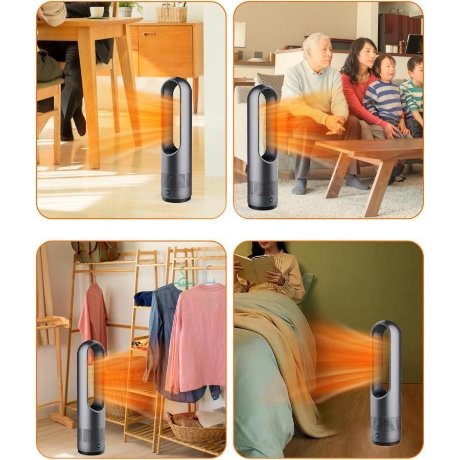 セラミックヒーター 扇風機 羽なし ヒーター 冷暖タイプ タワーファン