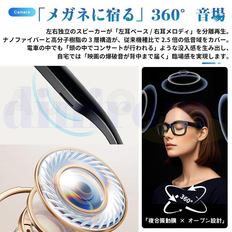 スマートグラス カメラ付き Bluetooth5.3 AIメガネ マイク内蔵 500万