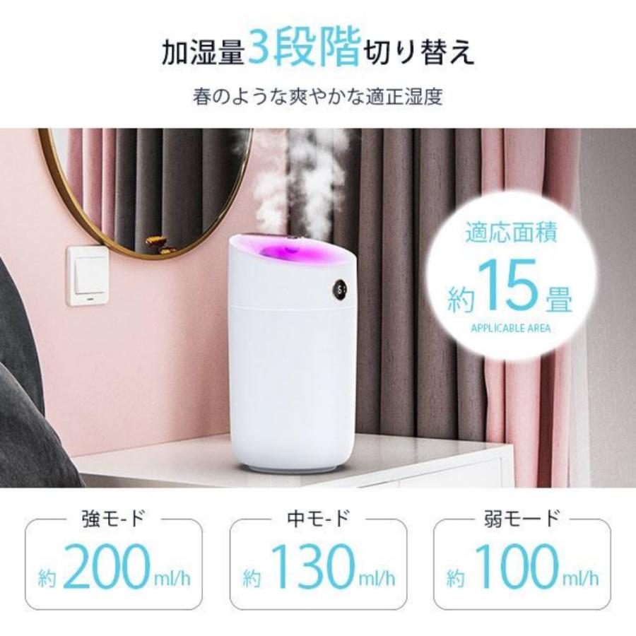 加湿器 超音波式 3L大容量 卓上加湿器 上部給水 湿度表示 お手入れ簡単