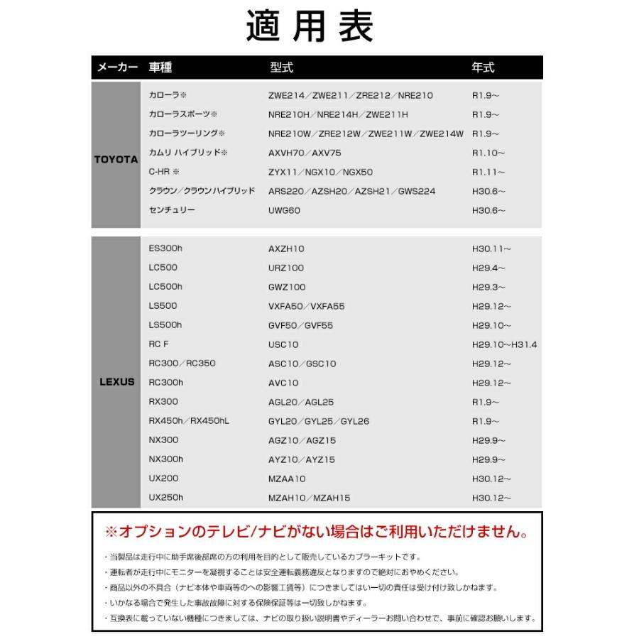 クラウン ハイブリッド ディスプレイオーディオ テレビキット ARS220／AZSH20 H30.6〜 トヨタ TVキット CARSIX 【ODTV001】｜kabujc2011｜06