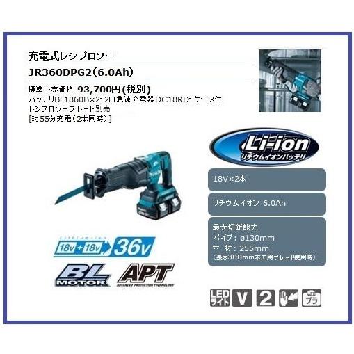 マキタ（makita） 18V 充電式レシプロソー JR360DPG2【18V+18V→36V