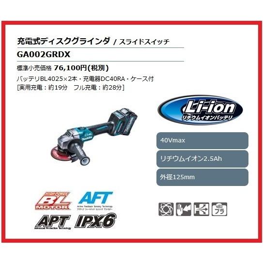 マキタ 125mm 40Vmax 充電式ディスクグラインダ GA002GRDX□安心の 