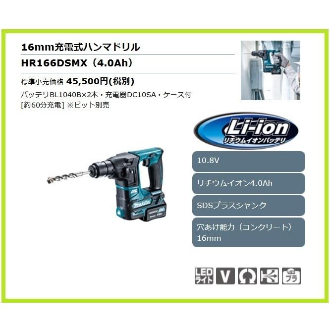マキタ（makita） 16mm 10.8V 充電式ハンマドリル HR166DSMX [4.0Ah
