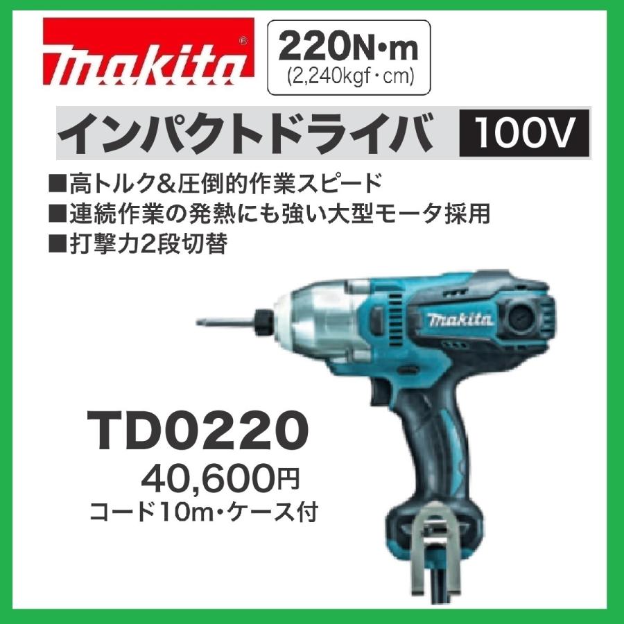 マキタ 100V インパクトドライバ TD0220 (10mコード)□安心の マキタ 100V インパクトドライバ TD0220 (10mコード)□安心の