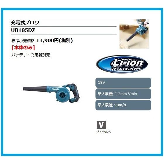 マキタ（makita） 18V 充電式ブロワ UB185DZ (本体のみ)【ノズル