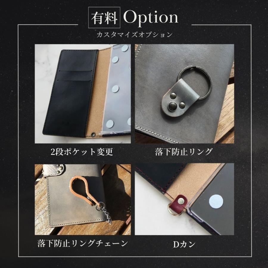 パイソン スマホケース オーダーメイド クロコ型押し 手帳型 名入れ  高級 本革スマホケース 本革 ハンドメイド 名前入り 全機種対応 左利き用可 パイソン｜kacchaina｜15