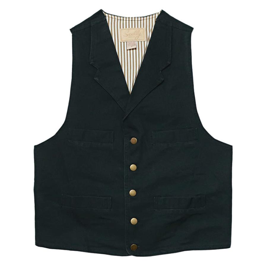 ベスト ウエスタンベスト カウボーイベスト キャンバス生地 オールドスタイル 黒 スカリー MOV081