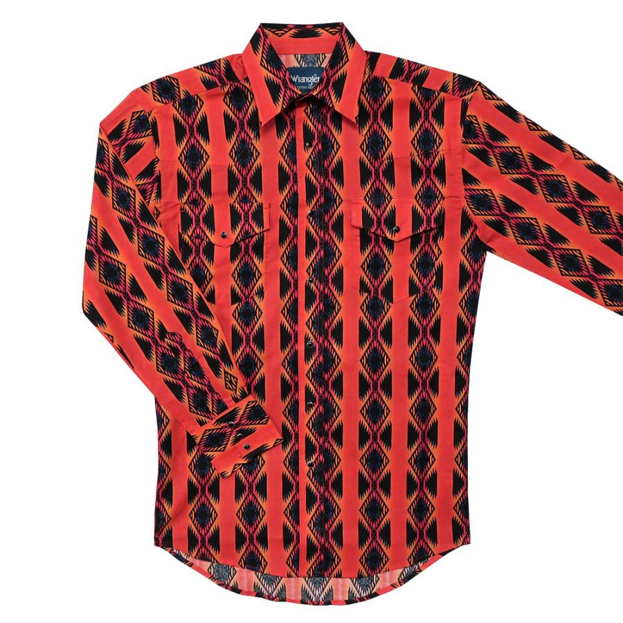 ゆうパケ可 ラングラー チェコタ ネイティブ柄 ウエスタンシャツ メンズ オレンジ系ストライプ Mps817 Mps817 カチーナトレーディング 通販 Yahoo ショッピング