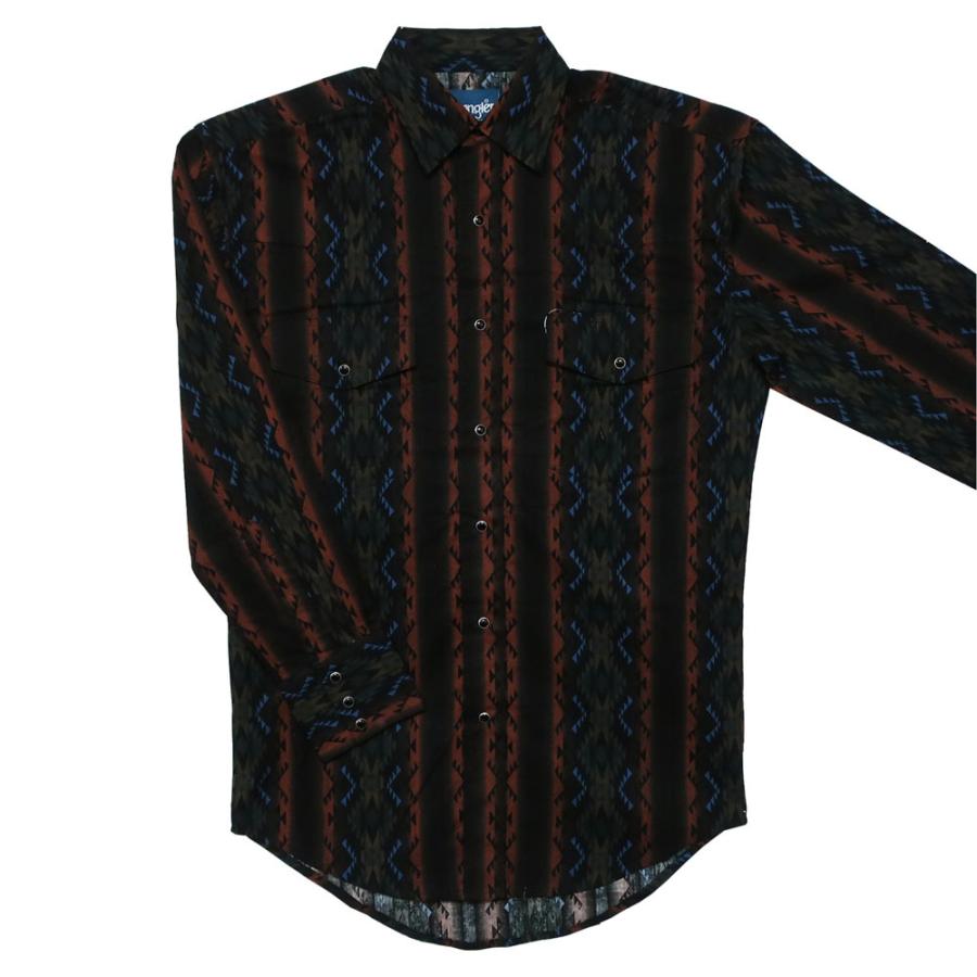 メール便可 ラングラー チェコタ ネイティブ柄 ウエスタンシャツ メンズ ストライプ 黒 茶色 Mps849 Mps849 カチーナトレーディング 通販 Yahoo ショッピング