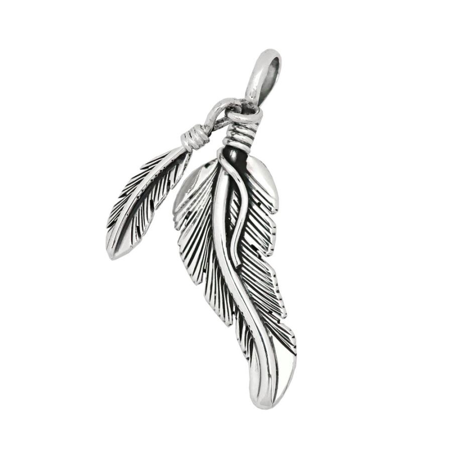人気ブランドの新作 ヘッド ネックレス シルバー 羽 ダブルフェザー ｈａｒｖｅｙｍａｃｅ ハーヴィーメイス メール便可 ペンダント ナバホ ハーヴィーメイス フェザー シルバー トップ Top087 ナバホ族 メンズアクセサリー Meorboston Org